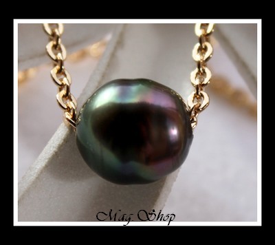 Nuku Hiva Plaqué OR Vermeil Collier  Perle Baroque de Tahiti MAG.SHOP