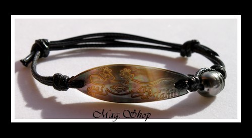 Nukualofa Margouillat Bracelet Planche de Surf Nacre & Perle de Tahiti MAG.SHOP