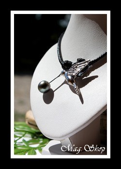 Oiseau Colibri Collier Argent Rhodié 925 Perle de Tahiti MAG.SHOP