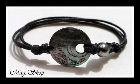 Otemanu Tuamotu Marquisien Bracelet Nacre & Perle de Tahiti MAG.SHOP