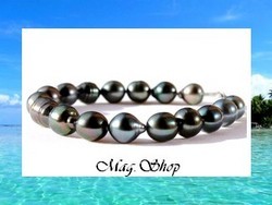 Polynésie Collection / Bracelet Papeete 16 Perles Semi-Baroques/Cerclées de Tahiti 9mm/11mm-C/C+ / Taille 20.5cm (photos non contractuelles)