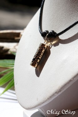 Passion Collier Tiki Rainui Marquisien Agate Noire Véritable - OR MAG.SHOP