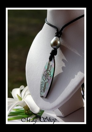 Planche de Surf Collier Fleur Hibiscus & Perle de Tahiti MAG.SHOP