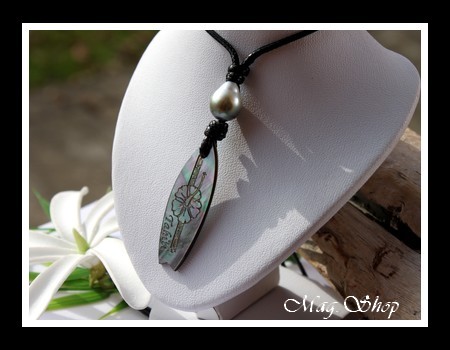 Planche de Surf Collier Fleur Hibiscus & Perle de Tahiti MAG.SHOP