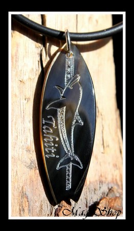 Planche de Surf Dauphin TAHITI Collier Nacre  de Tahiti 4.2cm Reflets Foncés MAG.SHOP