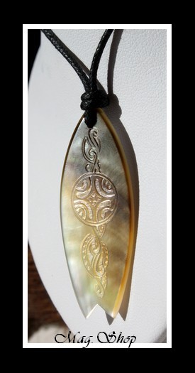 Planche de Surf Maori Collier Nacre de Tahiti H5cm Reflets Ocres MAG.SHOP