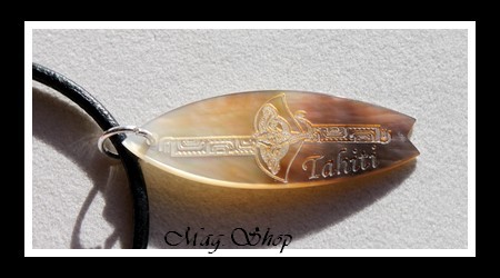 Planche de Surf Raie Marquisienne TAHITI Collier  Nacre de Tahiti H 4.5cm Reflets Clairs-Marrons MAG.SHOP