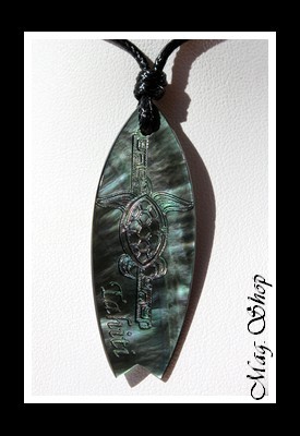 Planche de Surf Tortue Maroe Collier TAHITI Nacre de Tahiti Modèle 11 MAG.SHOP