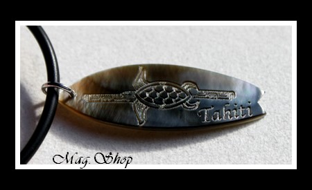 Planche de Surf Tortue TAHITI Collier Nacre de Tahiti 4.5cm Reflets Gris MAG.SHOP