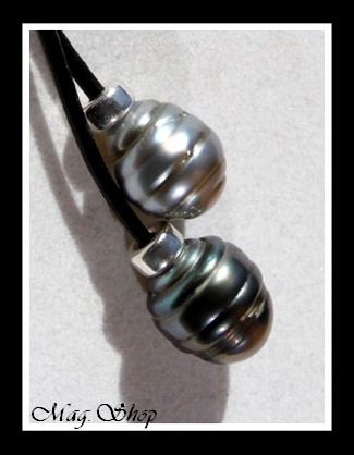 Punaauia Tuamotu Marquisien Collier Nacre & 3 Perles Cerclées de Tahiti MAG.SHOP