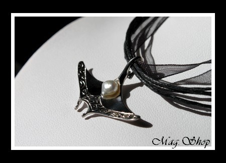 Raie Argent Rhodié 925 Collier Perle Keishi de Tahiti MAG.SHOP