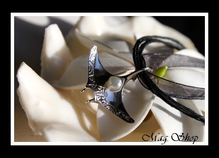 Raie Argent Rhodié 925 Collier Perle Keishi de Tahiti MAG.SHOP