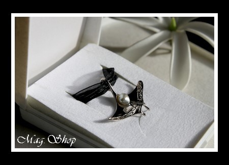 Raie Argent Rhodié 925 Collier Perle Keishi de Tahiti MAG.SHOP