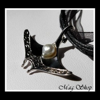 Raie Argent Rhodié 925 Collier Perle Keishi de Tahiti MAG.SHOP