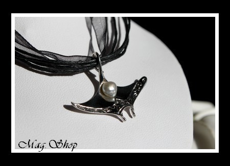 Raie Argent Rhodié 925 Collier Perle Keishi de Tahiti MAG.SHOP