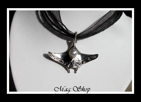 Raie Argent Rhodié 925 Collier Perle Keishi de Tahiti MAG.SHOP