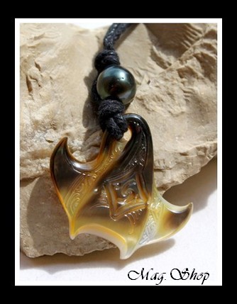 Raie Maori Marquisienne Collier Mana Nacre & Perle de Tahiti MAG.SHOP