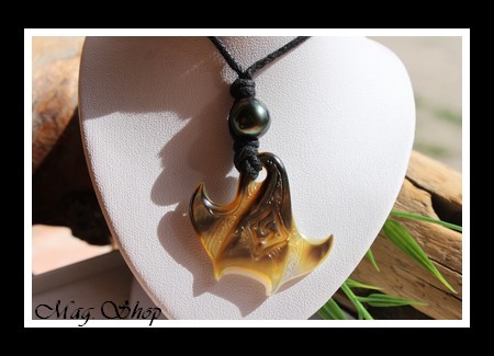 Raie Maori Marquisienne Collier Mana Nacre & Perle de Tahiti MAG.SHOP
