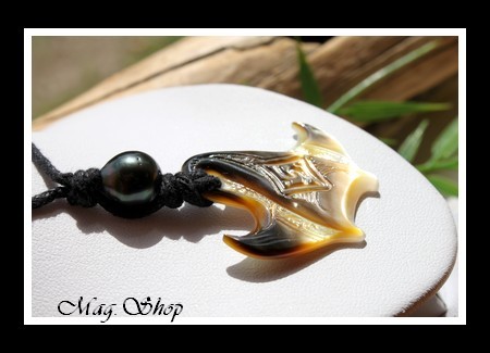 Raie Maori Marquisienne Collier Mana Nacre & Perle de Tahiti MAG.SHOP