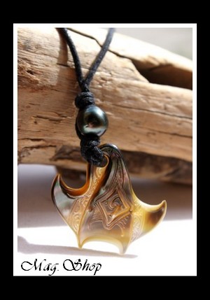 Raie Maori Marquisienne Collier Mana Nacre & Perle de Tahiti MAG.SHOP