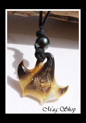 Raie Maori Marquisienne Collier Mana Nacre & Perle de Tahiti MAG.SHOP