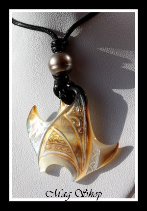 Raie Reao Marquisienne Collier Mana Nacre & Perle de Tahiti MAG.SHOP
