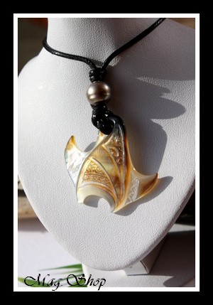 Raie Reao Marquisienne Collier Mana Nacre & Perle de Tahiti MAG.SHOP
