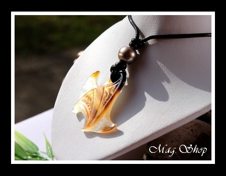 Raie Reao Marquisienne Collier Mana Nacre & Perle de Tahiti MAG.SHOP