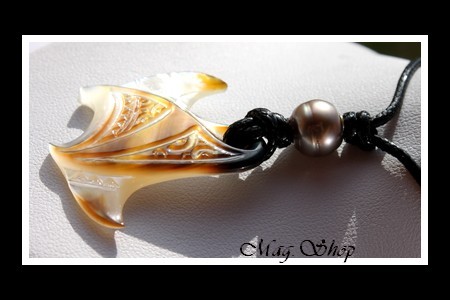 Raie Reao Marquisienne Collier Mana Nacre & Perle de Tahiti MAG.SHOP