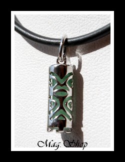 Raihearii Collier Tiki Adventurine Argent Rhodié 925  Modèle 3 MAG.SHOP