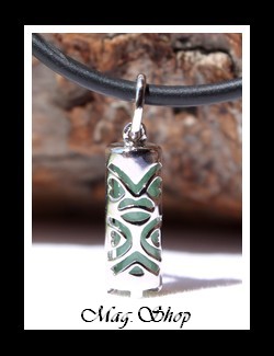 Raihearii Collier Tiki Adventurine Argent Rhodié 925  Modèle 3 MAG.SHOP