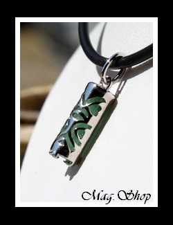 Raihearii Collier Tiki Adventurine Argent Rhodié 925  Modèle 3 MAG.SHOP