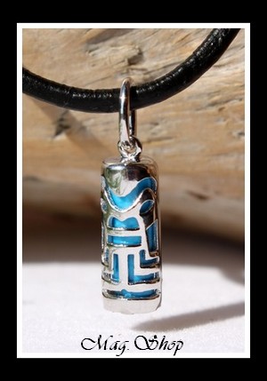 Raihere Collier Tiki Turquoise Marquisien H2.5cm - Argent 925 Modèle 6 MAG.SHOP