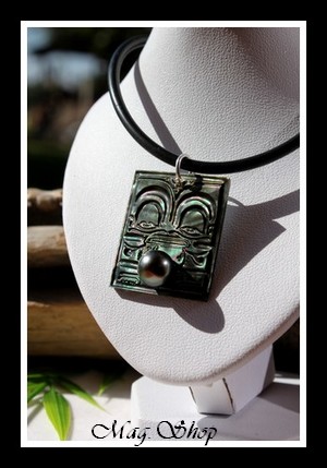 Rangiroa TIKI Marquisien Collier Nacre & Demie-Perle de Tahiti Modèle 2 MAG.SHOP TAHITI