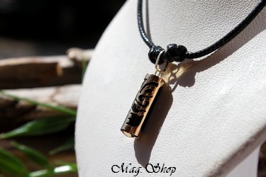 Sagesse Collier Tiki Rainui Marquisien Agate Noire Véritable - OR MAG.SHOP