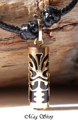 Sagesse Collier Tiki Rainui Marquisien Agate Noire Véritable - OR MAG.SHOP