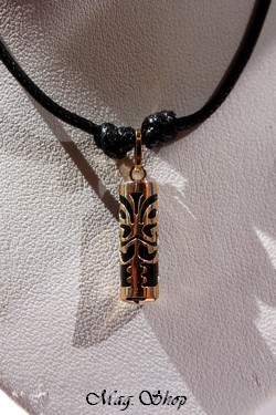 Sagesse Collier Tiki Rainui Marquisien Agate Noire Véritable - OR MAG.SHOP