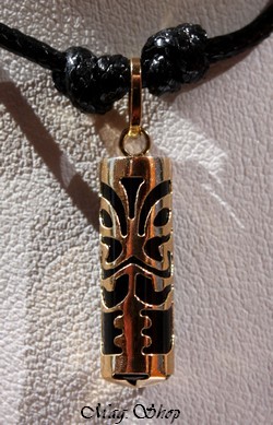 Sagesse Collier Tiki Rainui Marquisien Agate Noire Véritable - OR MAG.SHOP