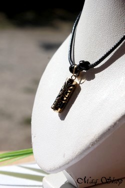 Sagesse Collier Tiki Rainui Marquisien Agate Noire Véritable - OR MAG.SHOP