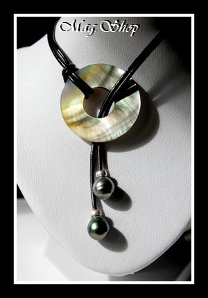 Collier Tuamotu Nacre 3cm & 2 Perles Baroques de Tahiti MAG.SHOP TAHITI