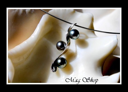 SILVER SEA Collection - Collier des Australes 3 Perles de Tahiti MAG.SHOP TAHITI