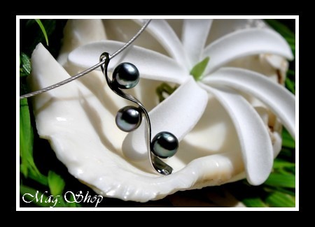 SILVER SEA Collection - Collier des Australes 3 Perles de Tahiti MAG.SHOP TAHITI