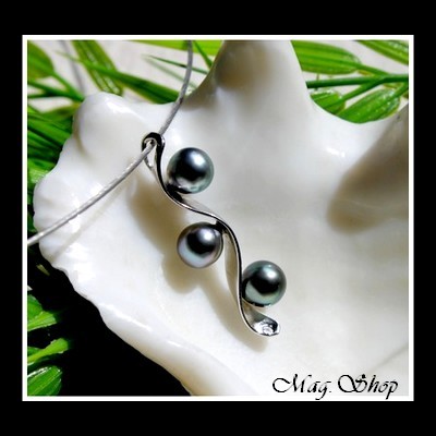 SILVER SEA Collection - Collier des Australes 3 Perles de Tahiti MAG.SHOP TAHITI