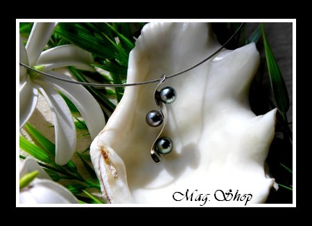 SILVER SEA Collection - Collier des Australes 3 Perles de Tahiti MAG.SHOP TAHITI