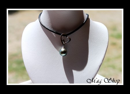 Silver Sea Collection Collier Coeur Tenarunga 3 Zircons  Perle Baroque MAG.SHOP