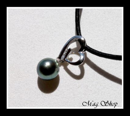 Silver Sea Collection Collier Coeur Tenarunga 3 Zircons  Perle Baroque MAG.SHOP