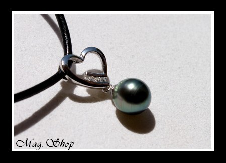 Silver Sea Collection Collier Coeur Tenarunga 3 Zircons  Perle Baroque MAG.SHOP