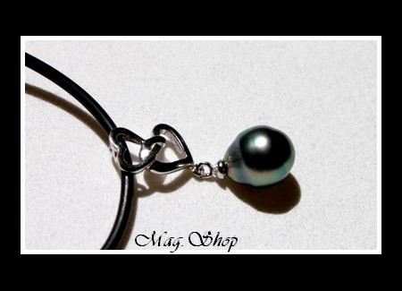 Silver Sea Collection   Collier Coeurs Argent Rhodié 925  Perle Cerclée de TAHITI MAG.SHOP