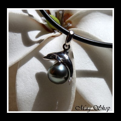 Silver Sea Collection Collier Dauphin Ohiri 2cm Perle Cerclée de Tahiti MAG.SHOP