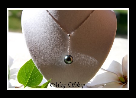 Silver Sea Collection  Collier Hiva Oa` Argent Rhodié 925  Perle Ronde de Tahiti MAG.SHOP